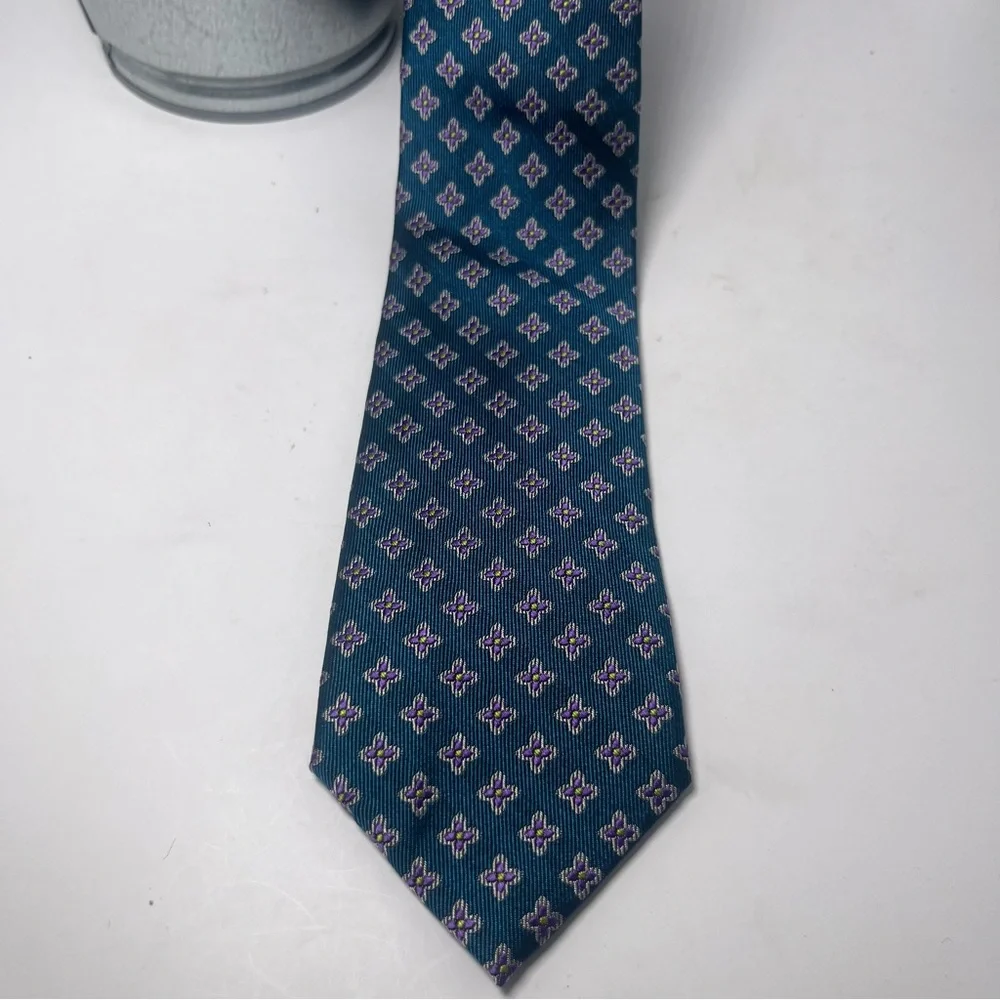 Ben Sherman Slim Patterned‎ Tie Teal with Purple Floral Pattern